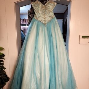 Elegant Blue Strapless Gown